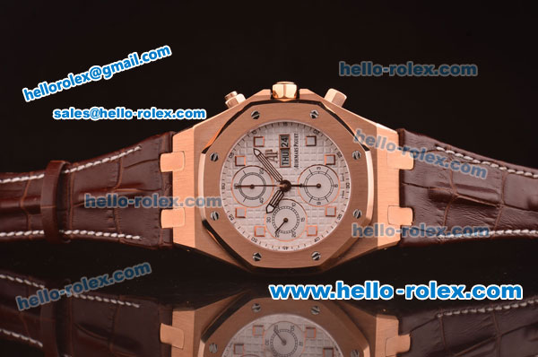 Audemars Piguet City of Sails Chronograph Swiss Valjoux 7750 Movement Rose Gold Case with White Dial - Click Image to Close